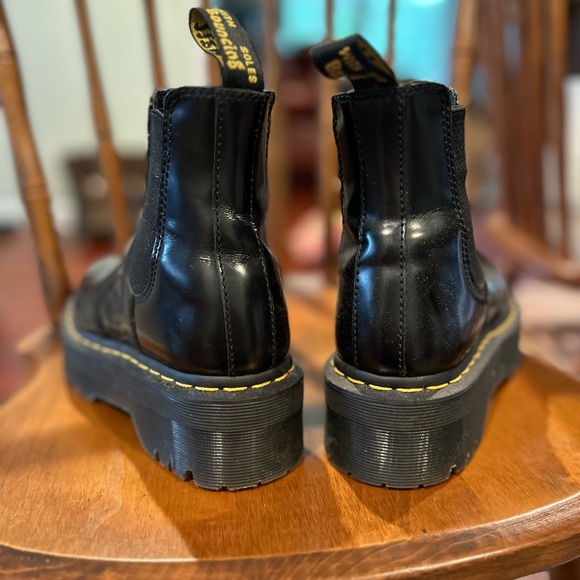 Dr. Martens Black Ankle Boots with Yellow Stitching - Picture 3 of 4